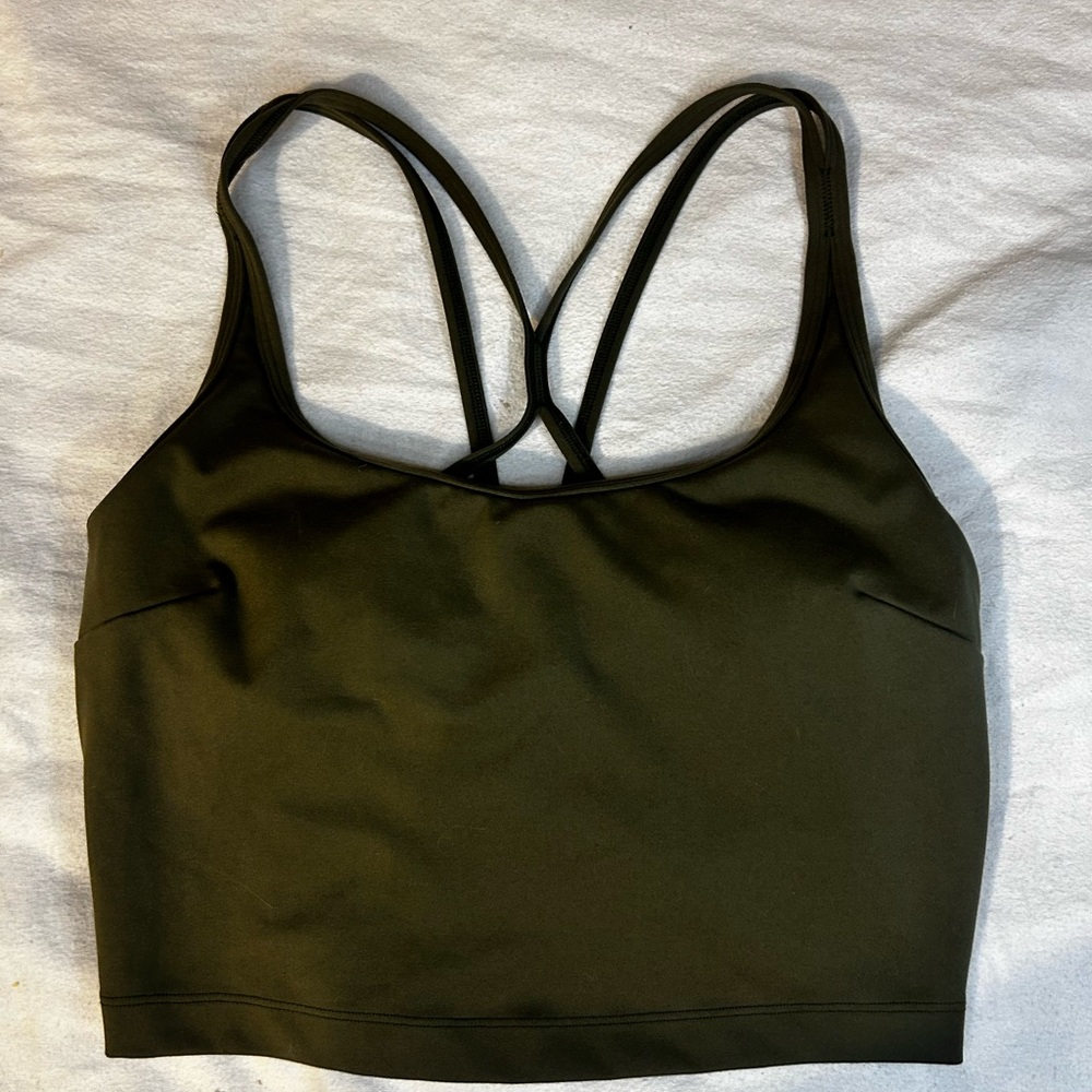 Olive Green athletic Crop Top - Women
